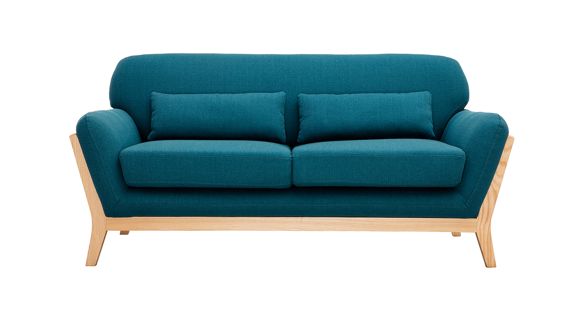 Divano scandinavo a 2 posti blu petrolio YOKO