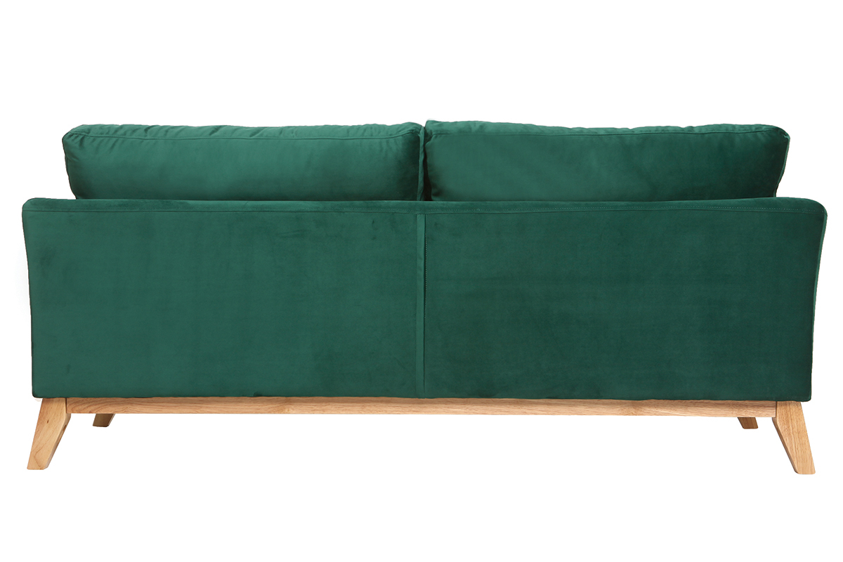 Divano scandinavo a 3 posti in velluto Midnight green piedi in legno OSLO