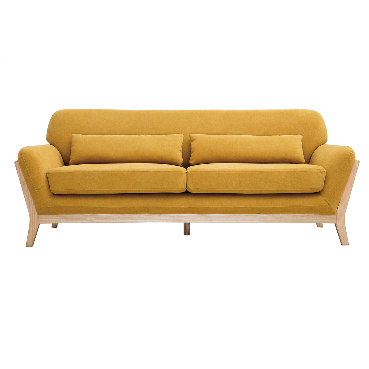 Divano scandinavo effetto velluto giallo senape 3 posti YOKO