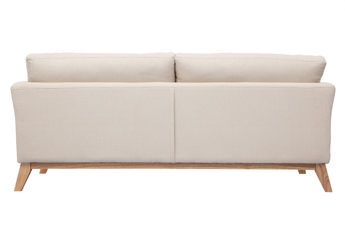 Divano sfoderabile in stile scandinavo 3 posti beige con piedini in legno OSLO