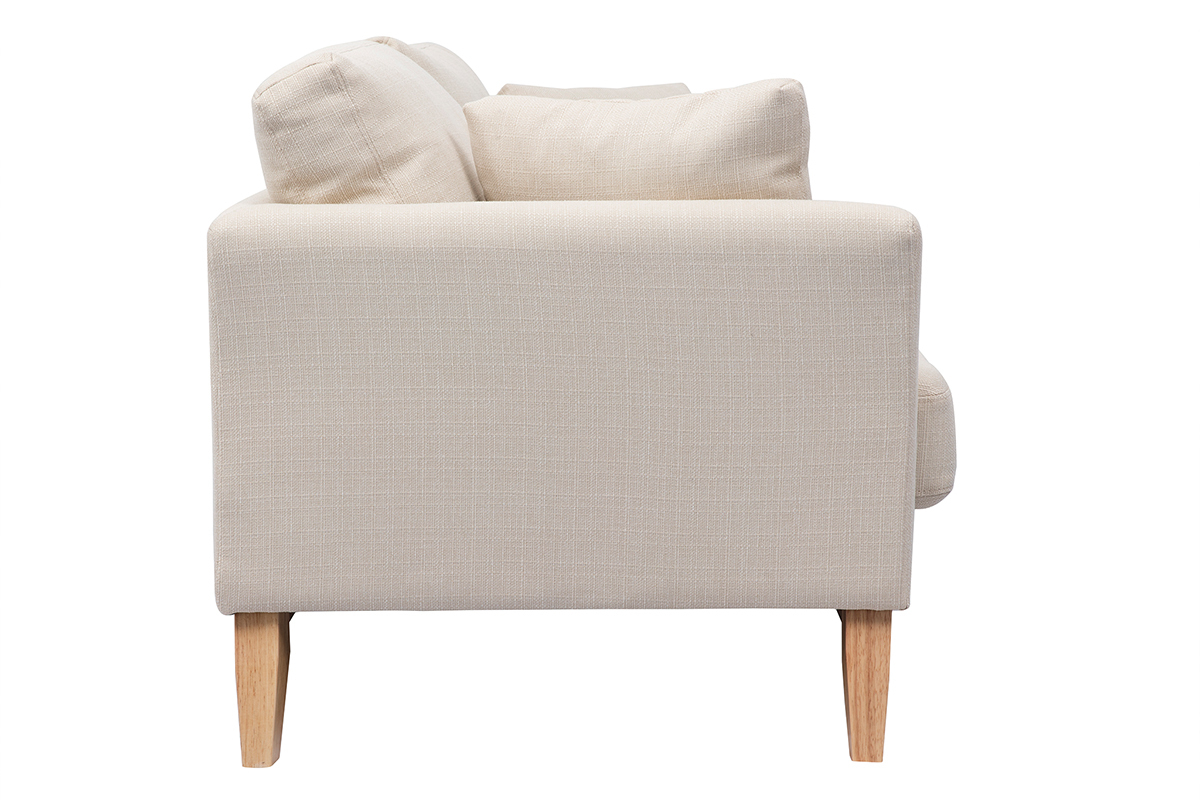 Divano sfoderabile in stile scandinavo 3 posti beige con piedini in legno OSLO