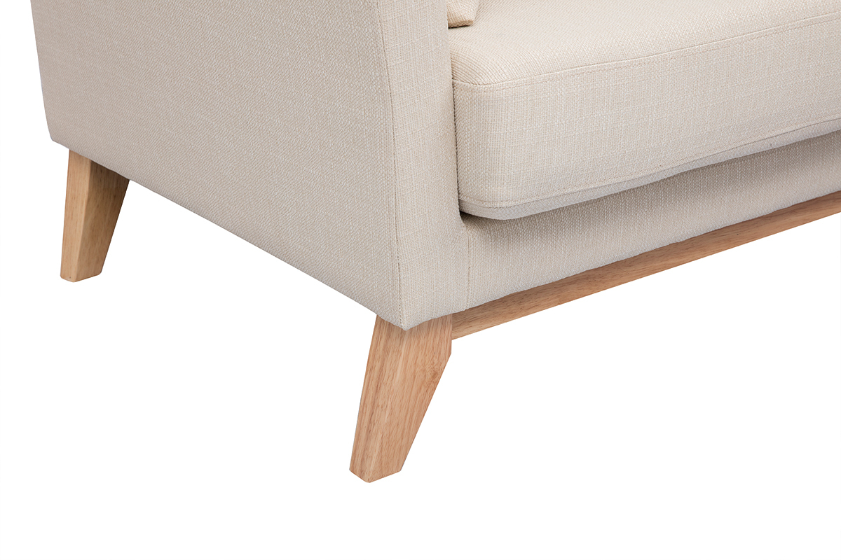 Divano sfoderabile in stile scandinavo 3 posti beige con piedini in legno OSLO