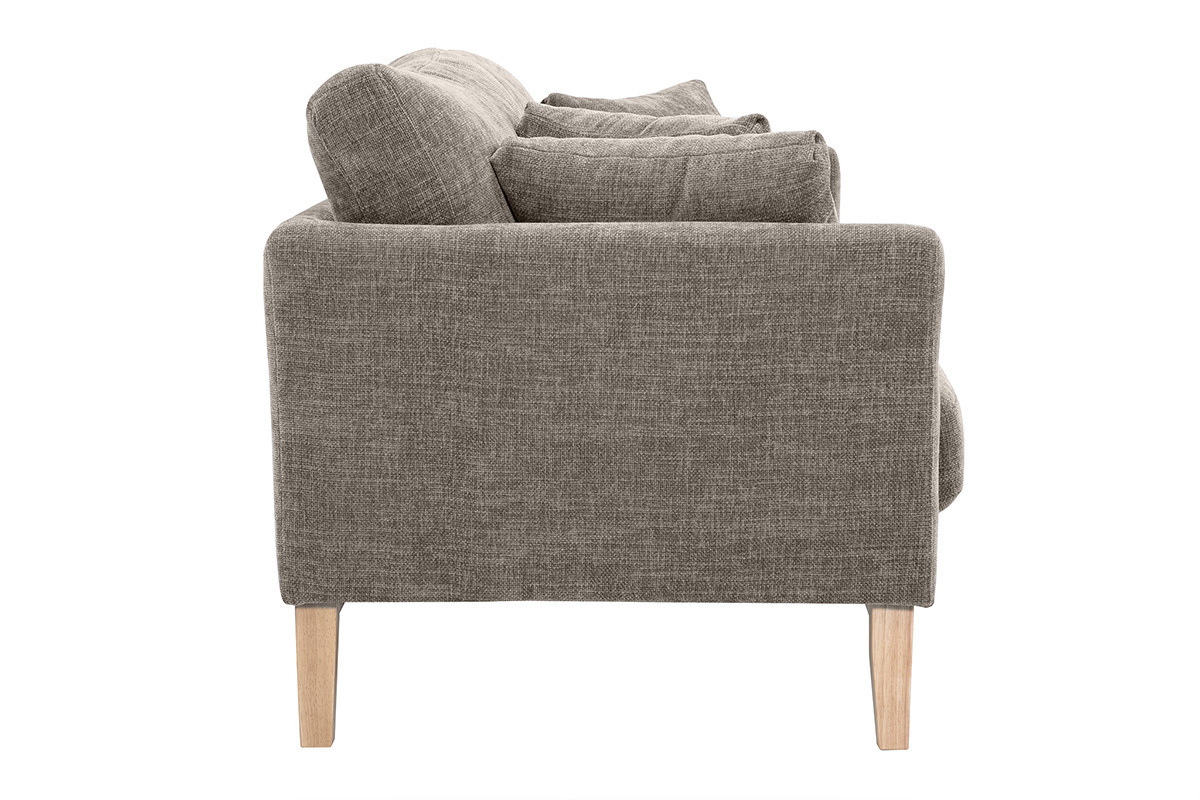 Divano sfoderabile in stile scandinavo 3 posti beige con piedini in legno OSLO