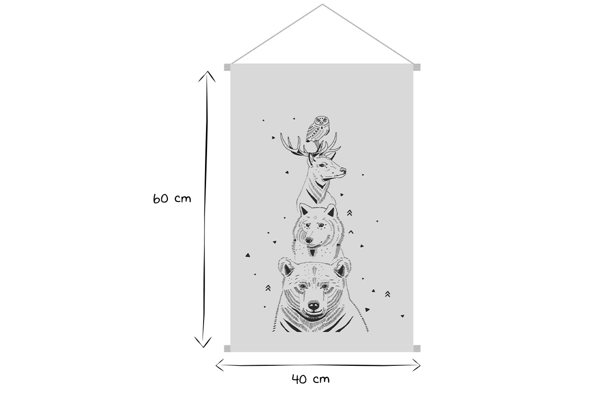 Kakemono bambini animali della foresta L40 x L60 cm BUDDY