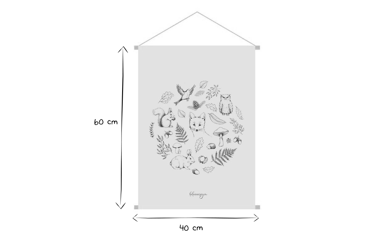 Kakemono bambini illustrazione foresta autunnale L40 x L60 cm FORET