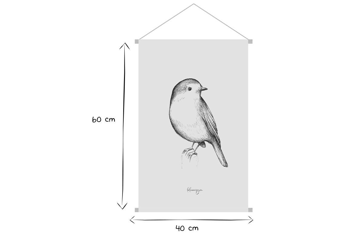 Kakemono disegno uccello L40 x L60 cm MELODY