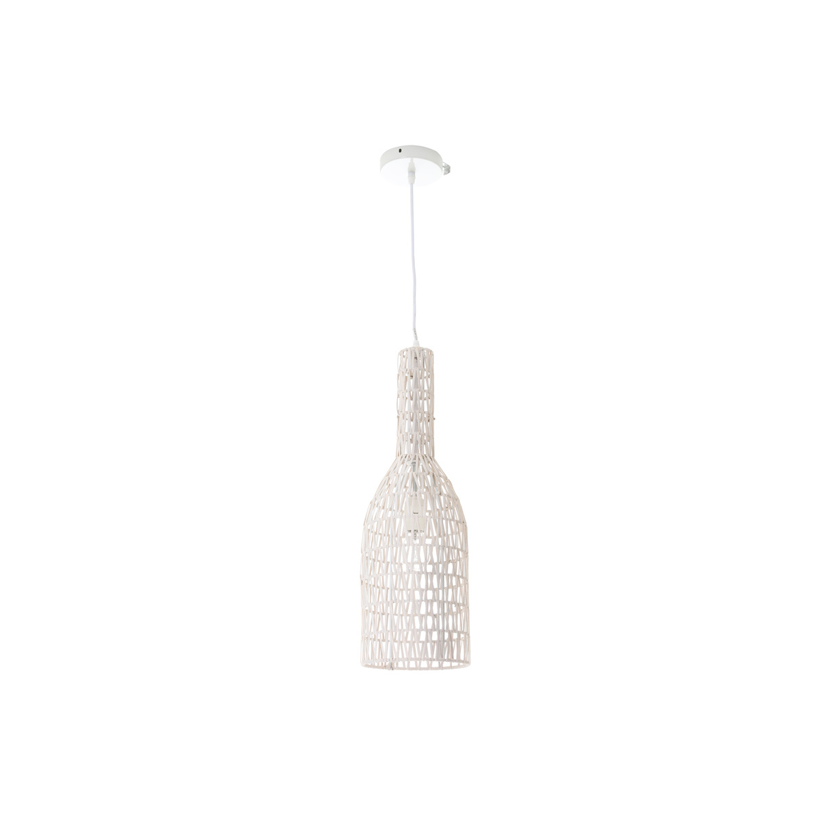 Lampada a sospensione design in rattan bianco D19 cm PHILAE