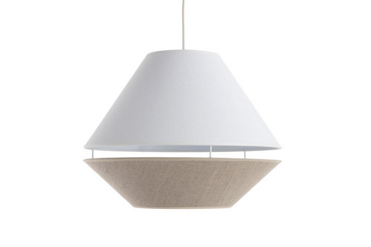 Lampada a sospensione design lino naturale e bianco D33 cm KUPPEL