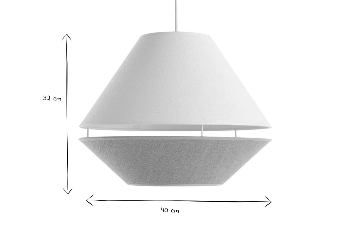 Lampada a sospensione design lino naturale e bianco D40 cm KUPPEL