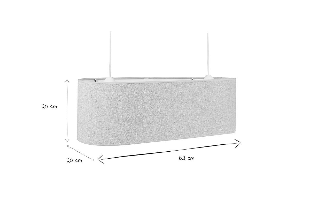 Lampada a sospensione due luci in tessuto effetto lana boucl cru L62 cm TESSA