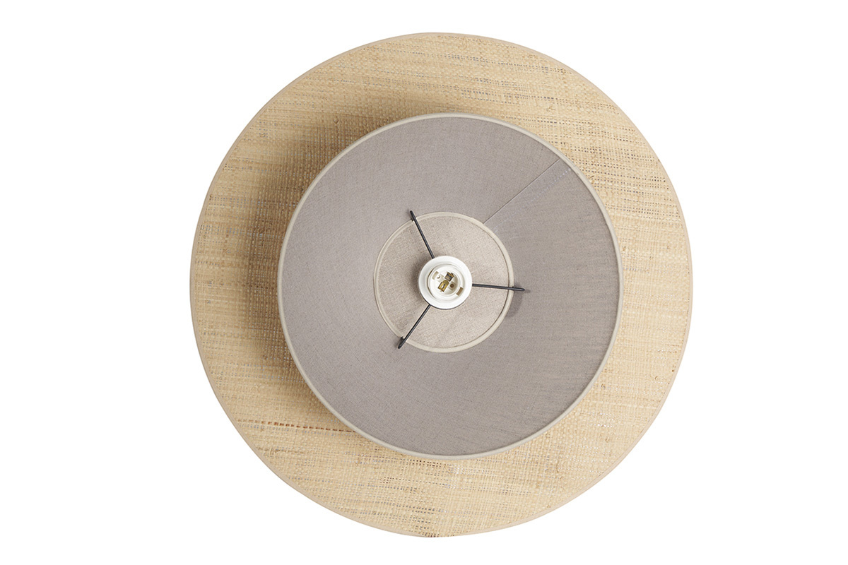 Lampada a sospensione in lino beige e rafia naturale L55 cm AZAMI