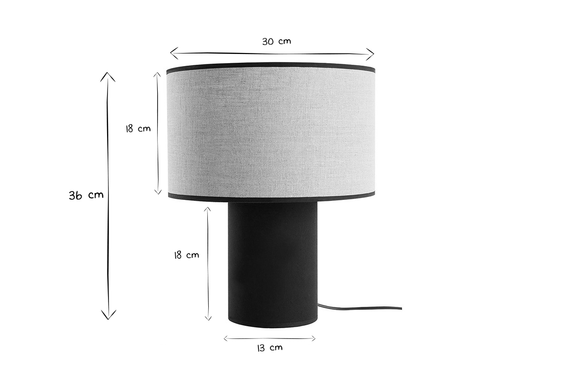 Lampada da tavolo bi-materiale in lino e cotone nero SLOT