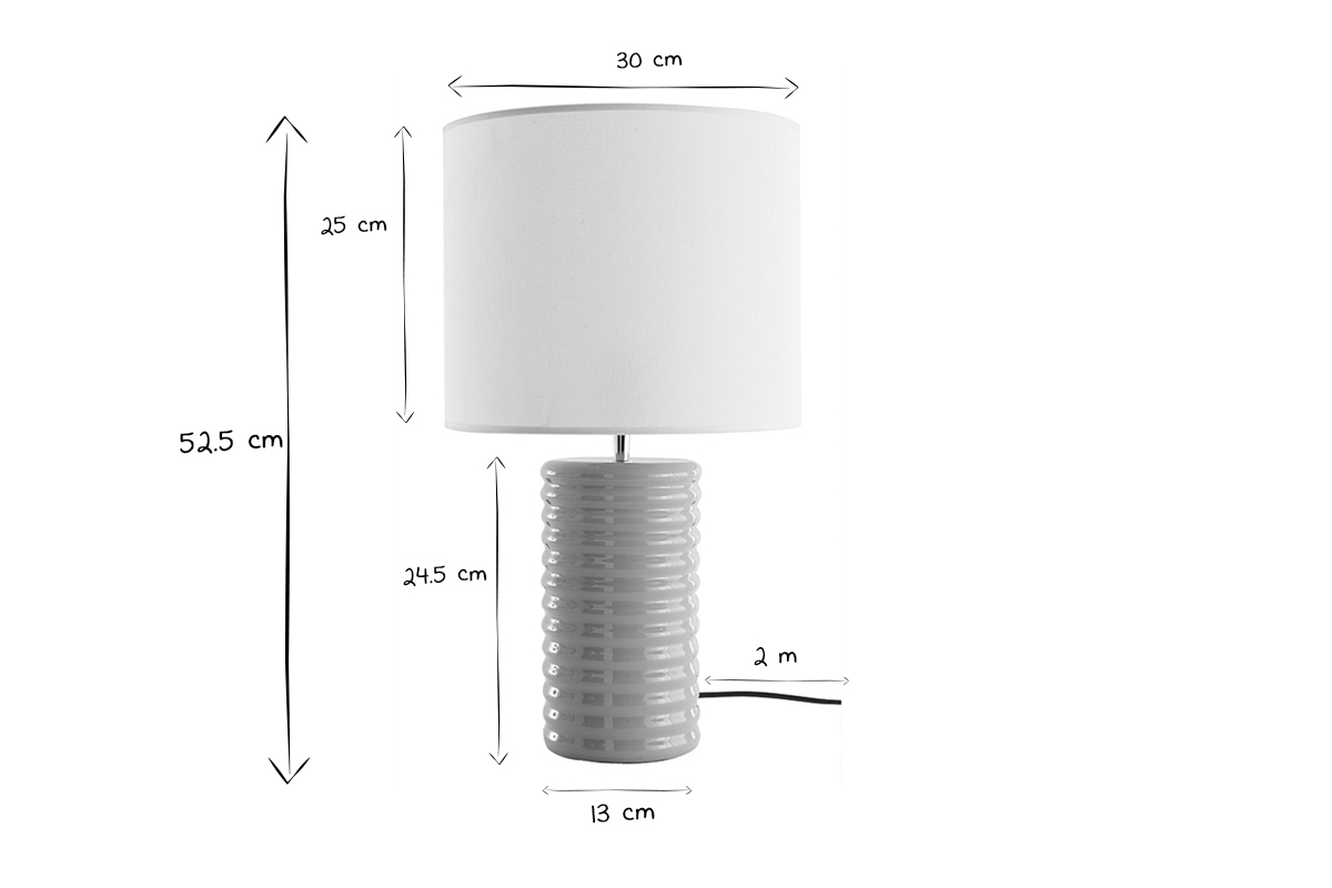 Lampada da tavolo in ceramica smaltata talpa e paralume cru BERRO