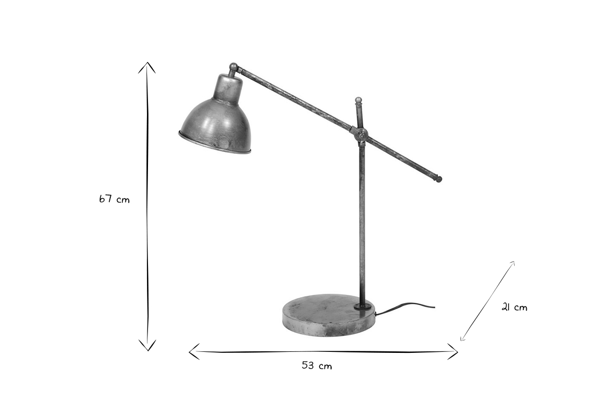 Lampada da tavolo industriale in metallo antico SHELTER