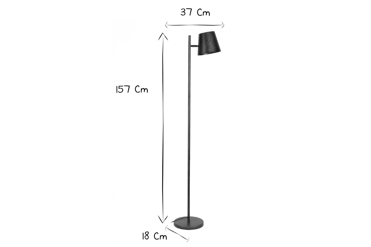 Lampada da terra con abat-jour regolabile in metallo argento antico BELL