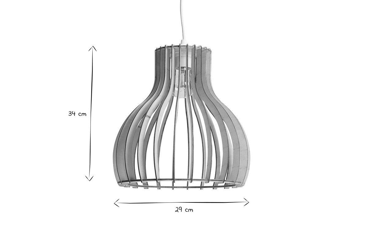 Lampadario design in legno chiaro 28 cm FIJI