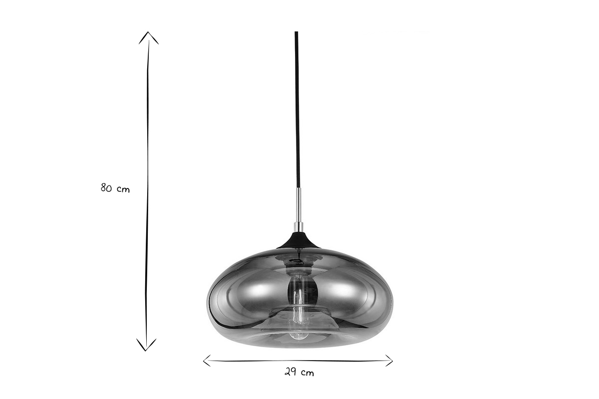 Lampadario design in vetro soffiato trasparente Nero MISTIC