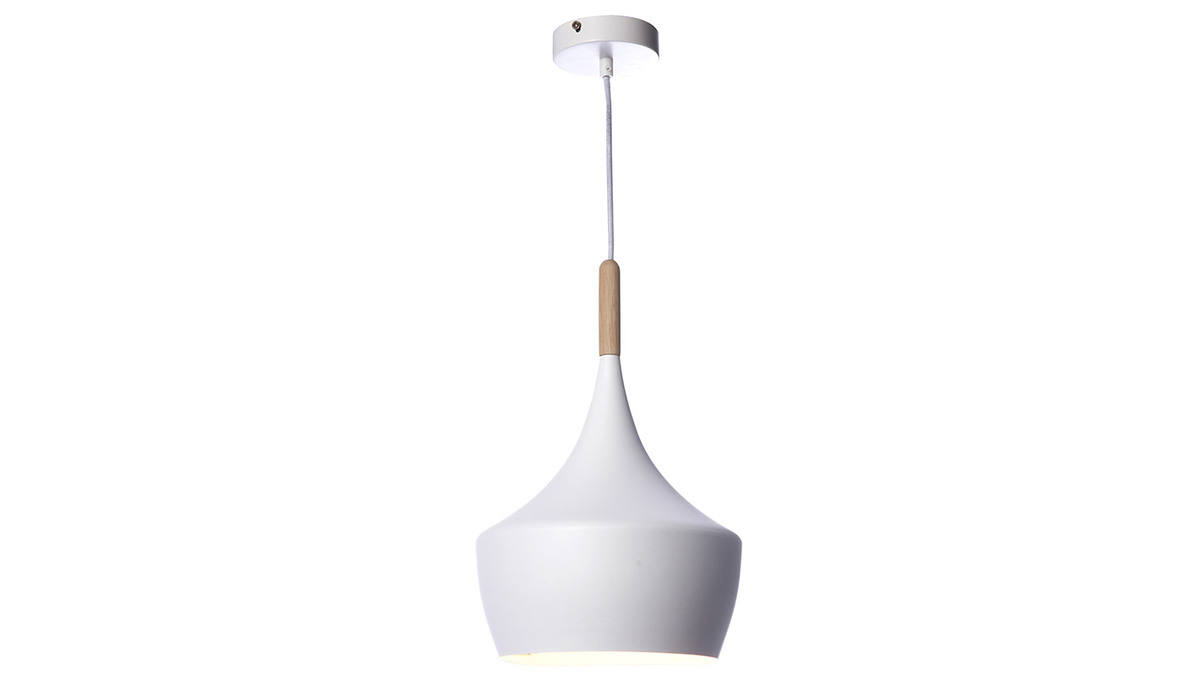 Lampadario in metallo Bianco e legno 24 cm JAVA