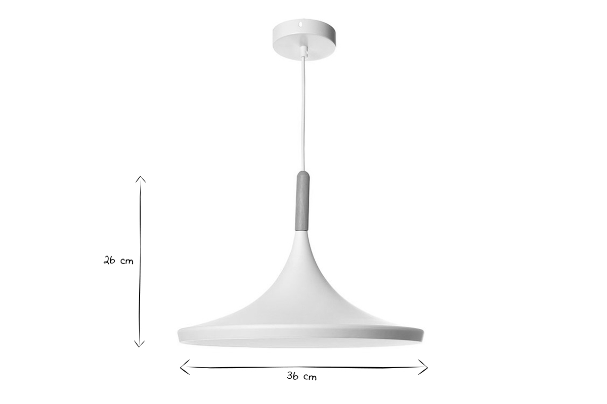 Lampadario in metallo Bianco e legno 36 cm JAVA.