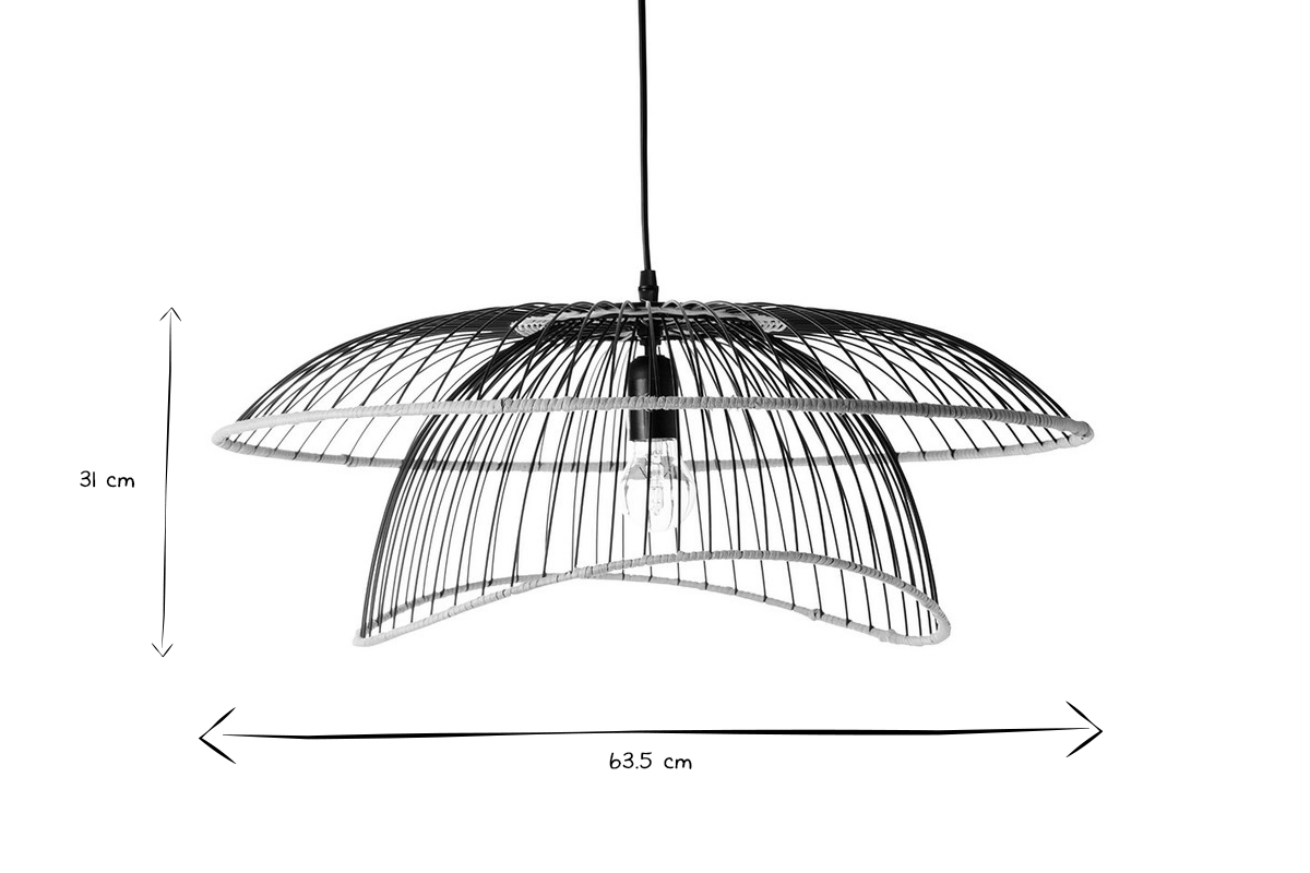 Lampadario in metallo e rattan STEAM