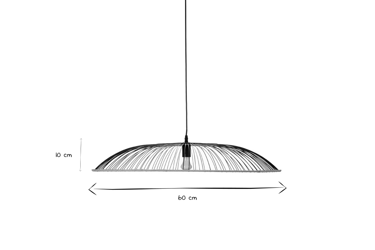 Lampadario in metallo e vimini D60 cm ARIA