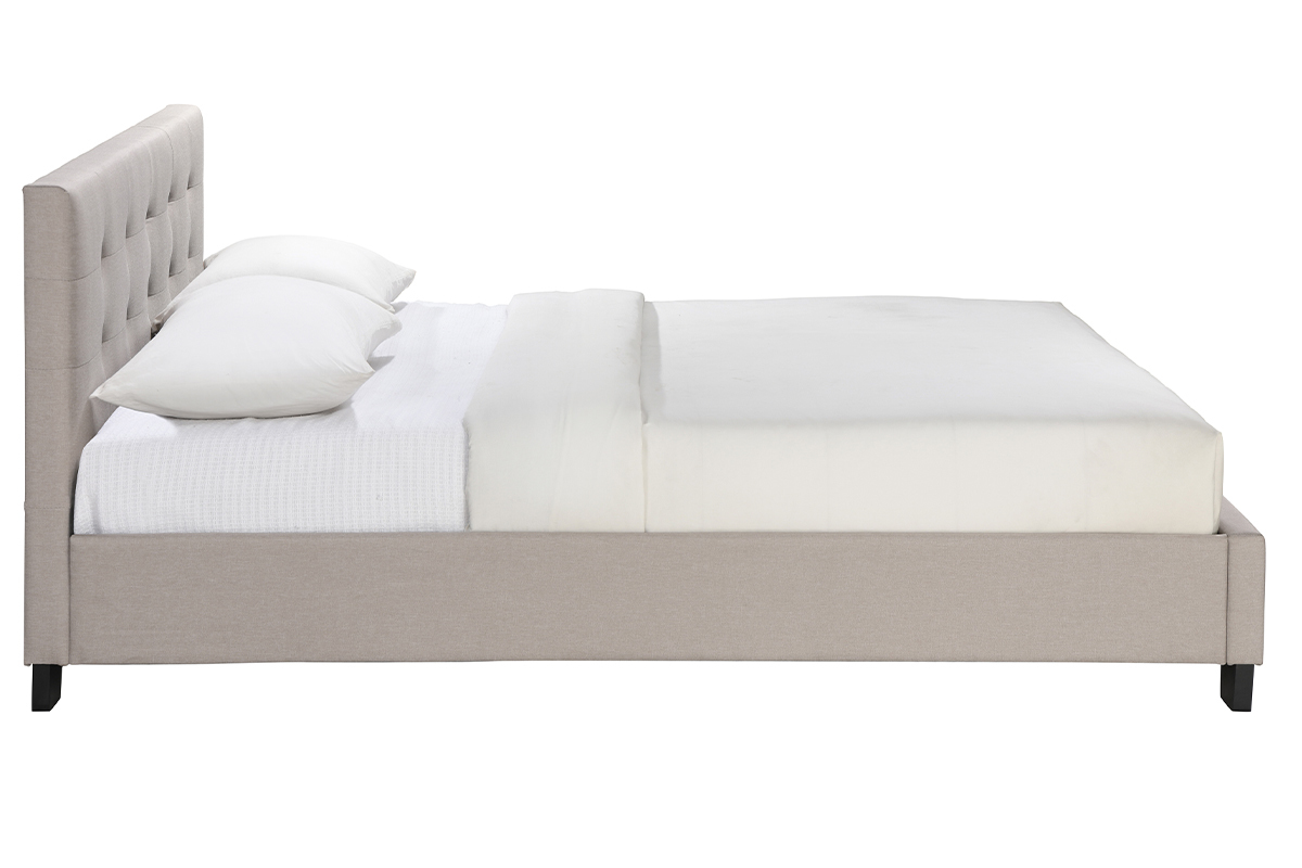 Letto 160 x 200 imbottito lino beige MARQUISE