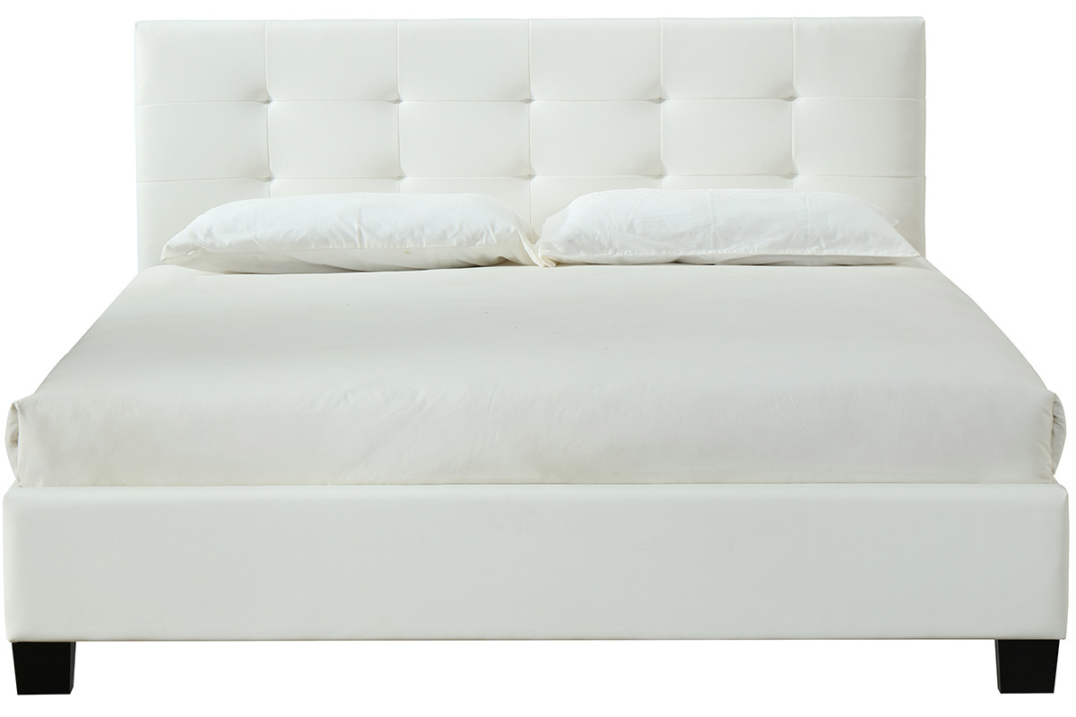 Letto 160 x 200 imbottito PU bianco MARQUISE