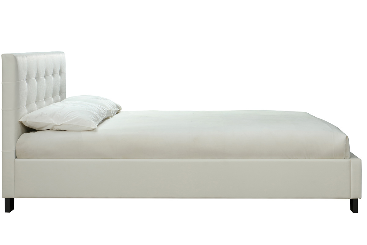 Letto 160 x 200 imbottito PU bianco MARQUISE