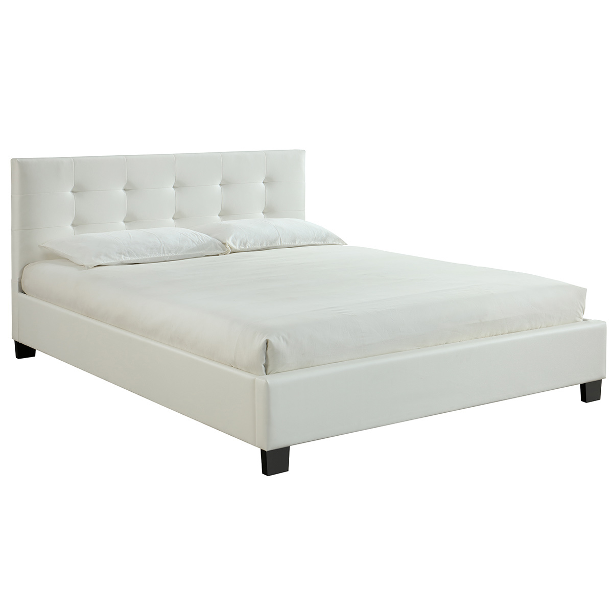 Letto 160 x 200 imbottito PU bianco MARQUISE