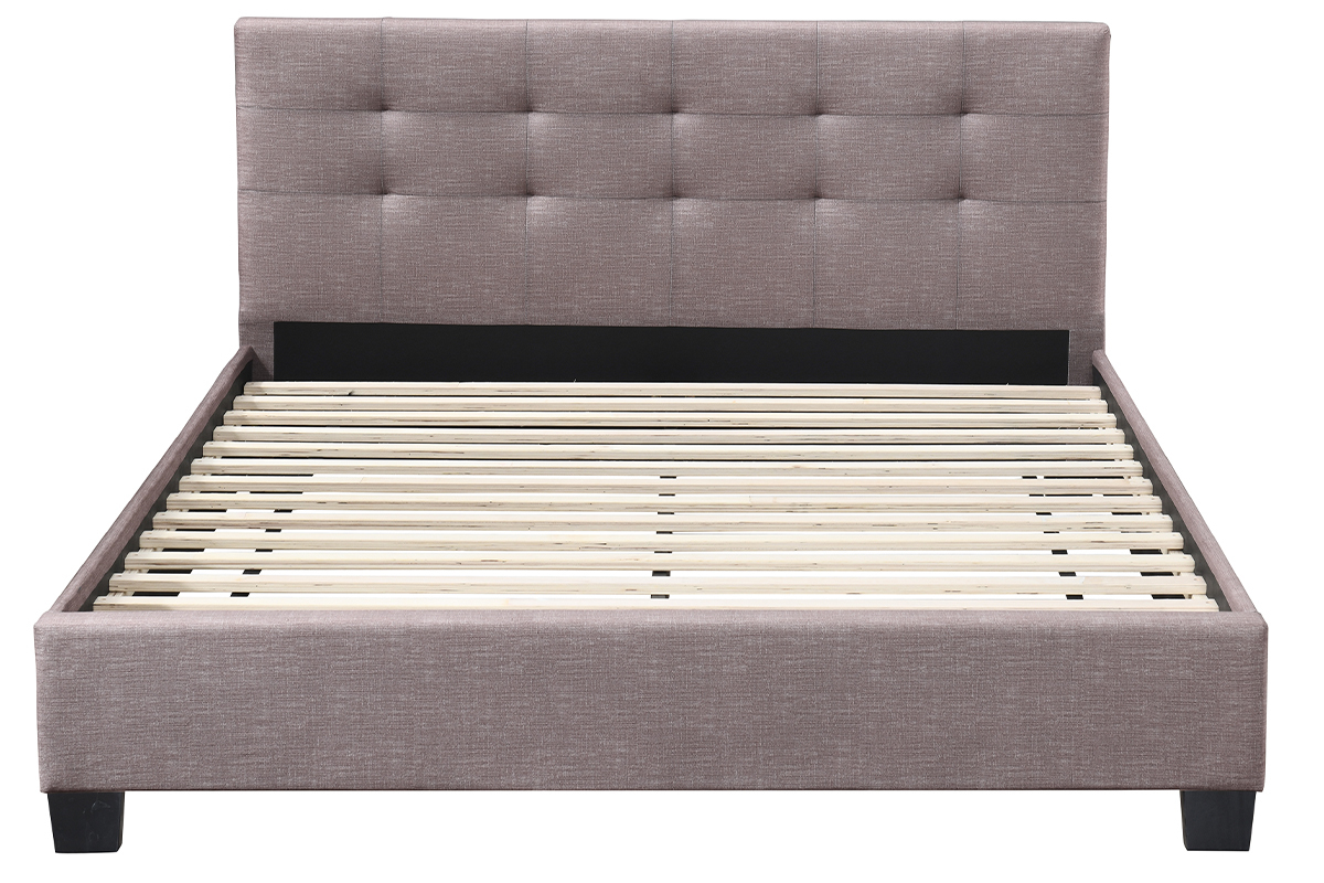 Letto 160 x 200 imbottito tessuto cammello MARQUISE