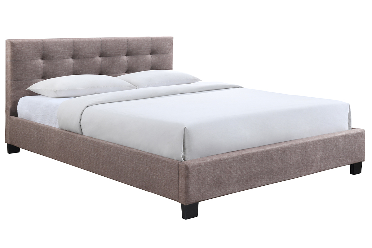 Letto 160 x 200 imbottito tessuto cammello MARQUISE