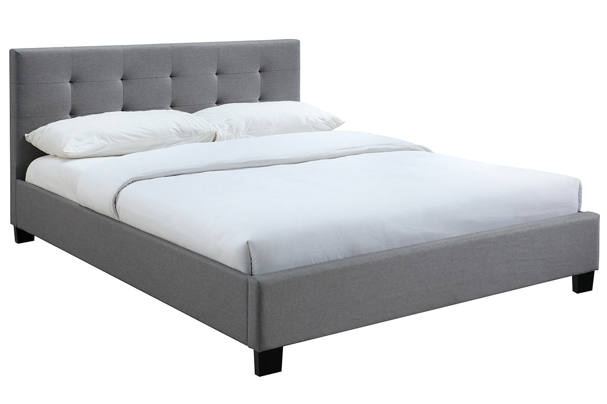 Letto 160 x 200 imbottito tessuto grigio MARQUISE