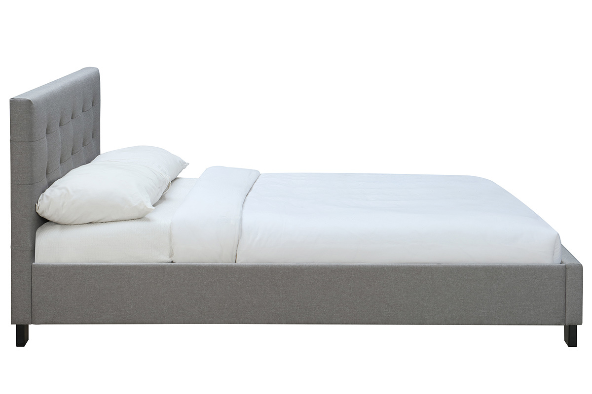 Letto 160 x 200 imbottito tessuto grigio MARQUISE