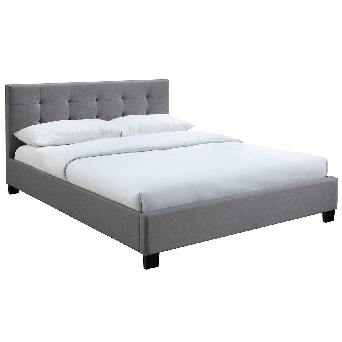 Letto 160 x 200 imbottito tessuto grigio MARQUISE