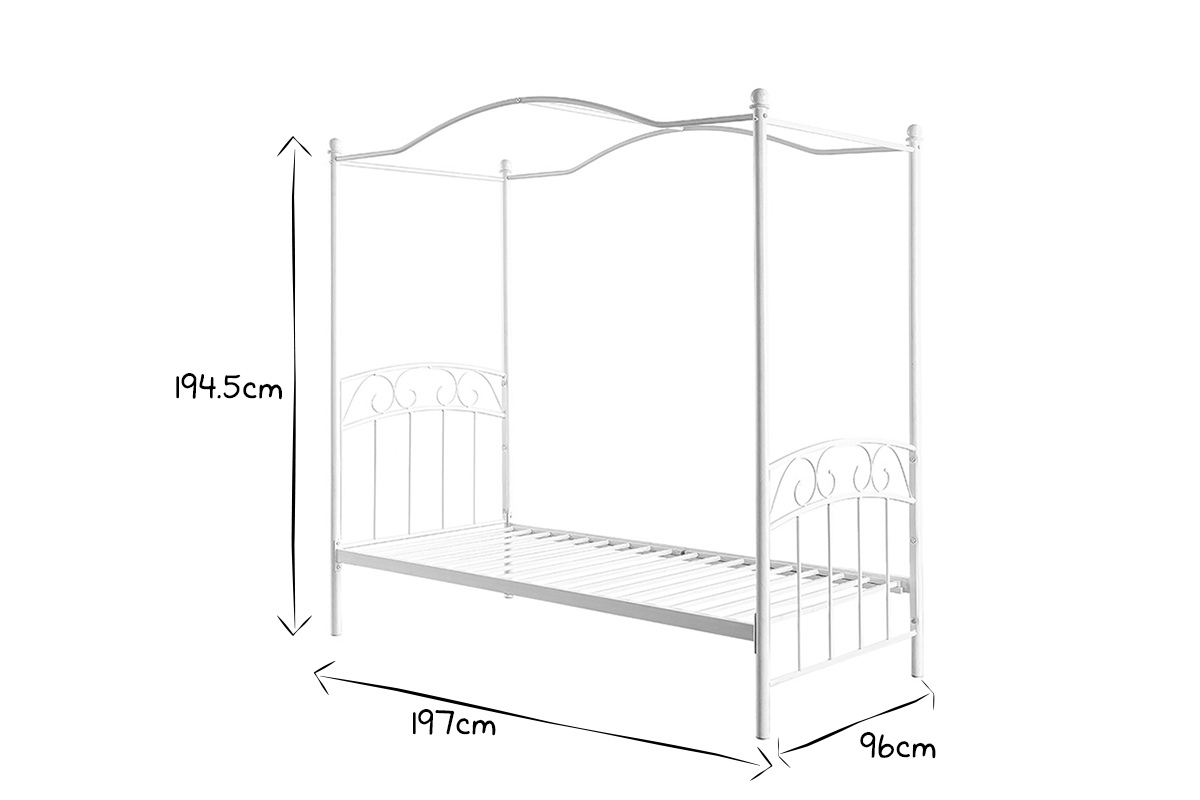 Letto a baldacchino per bambini romantico bianco BECCA