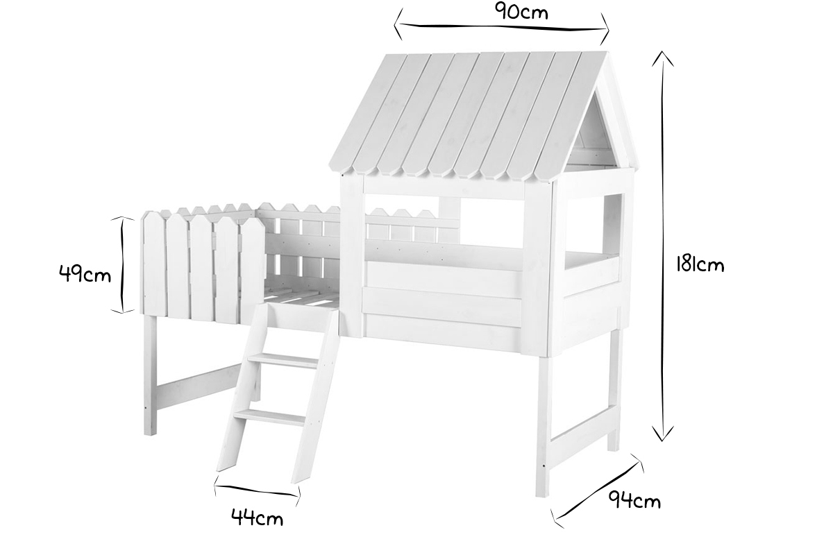 Letto a capanna bianco per bambini LITTLE HOUSE