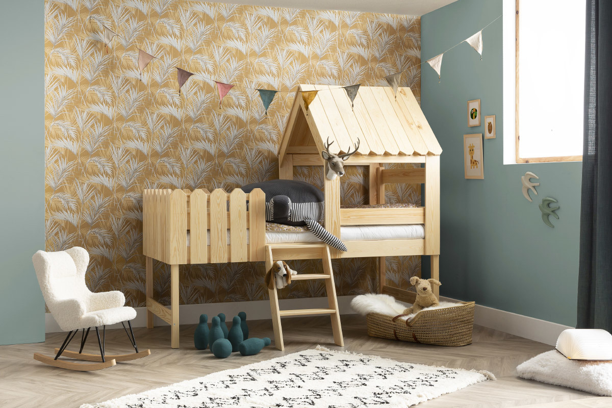 Letto a capanna bianco per bambini LITTLE HOUSE