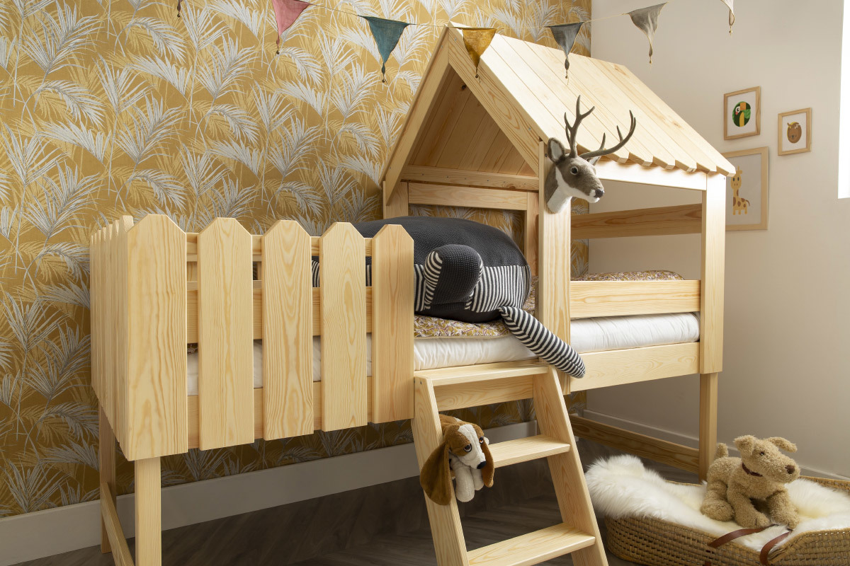 Letto a capanna bianco per bambini LITTLE HOUSE