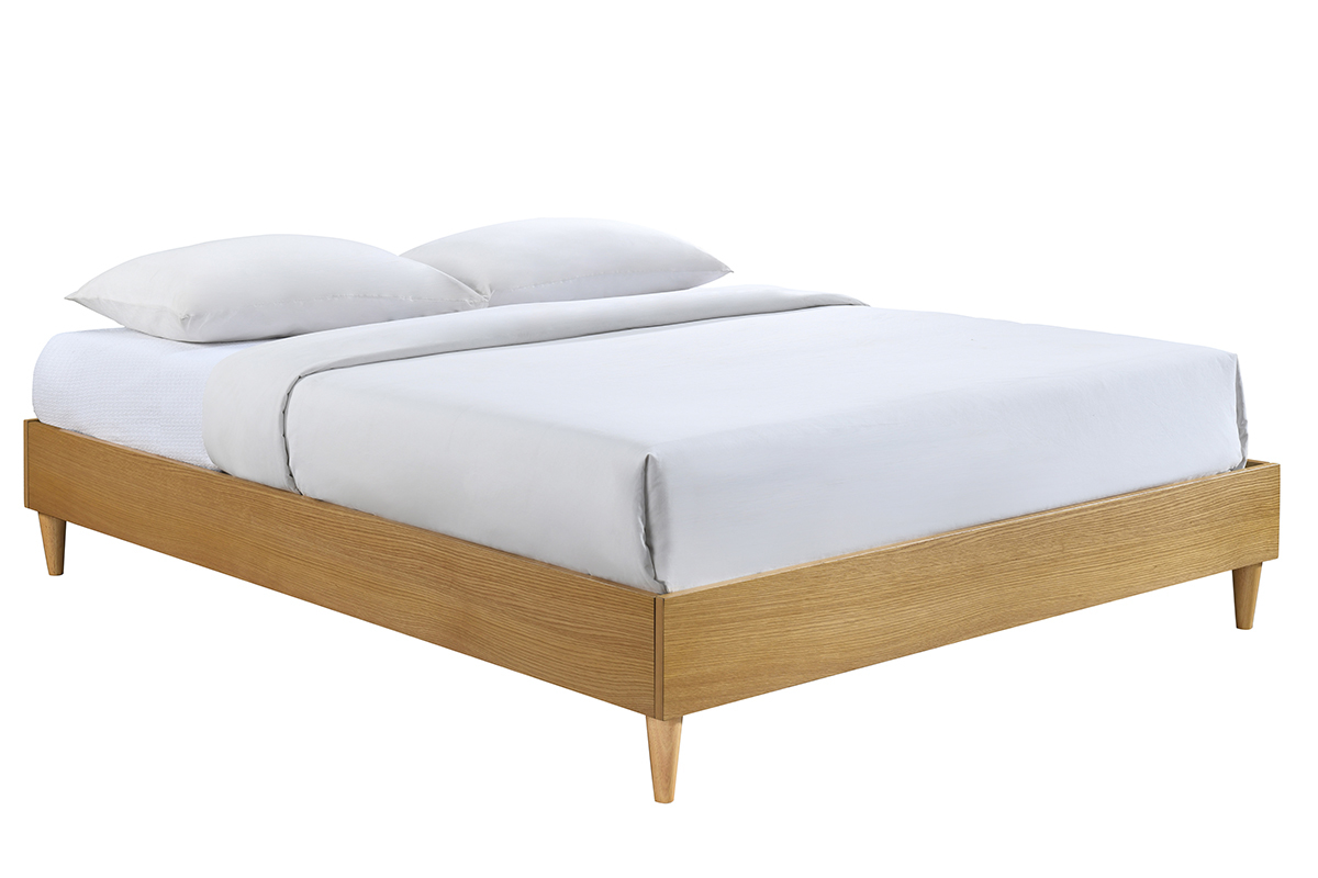 Letto adulto  160 x 200 cm con rete finitura in legno chiaro AYO