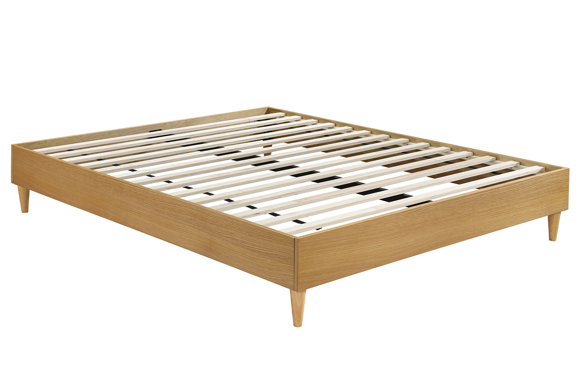 Letto adulto  160 x 200 cm con rete finitura in legno chiaro AYO