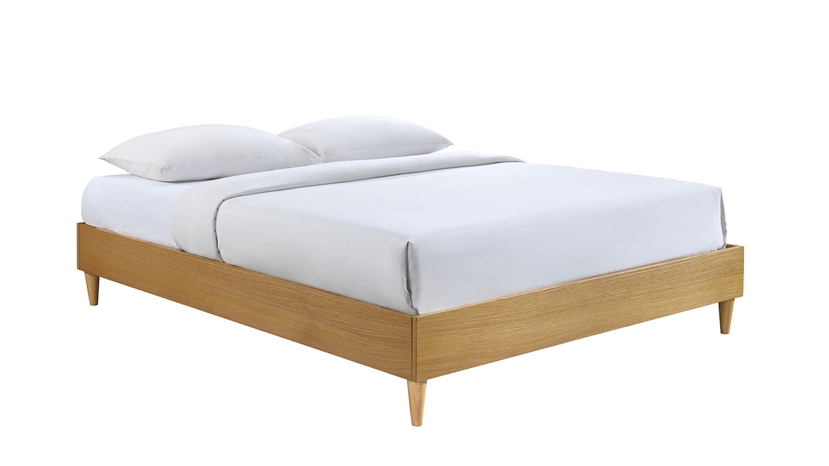 Letto adulto  160 x 200 cm con rete finitura in legno chiaro AYO