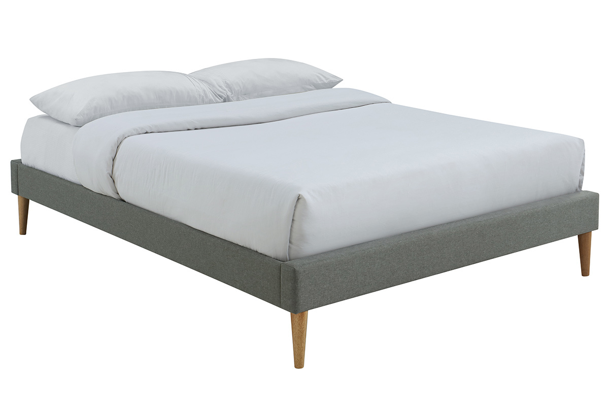 Letto adulto 160 x 200 cm con rete in tessuto grigio AYO