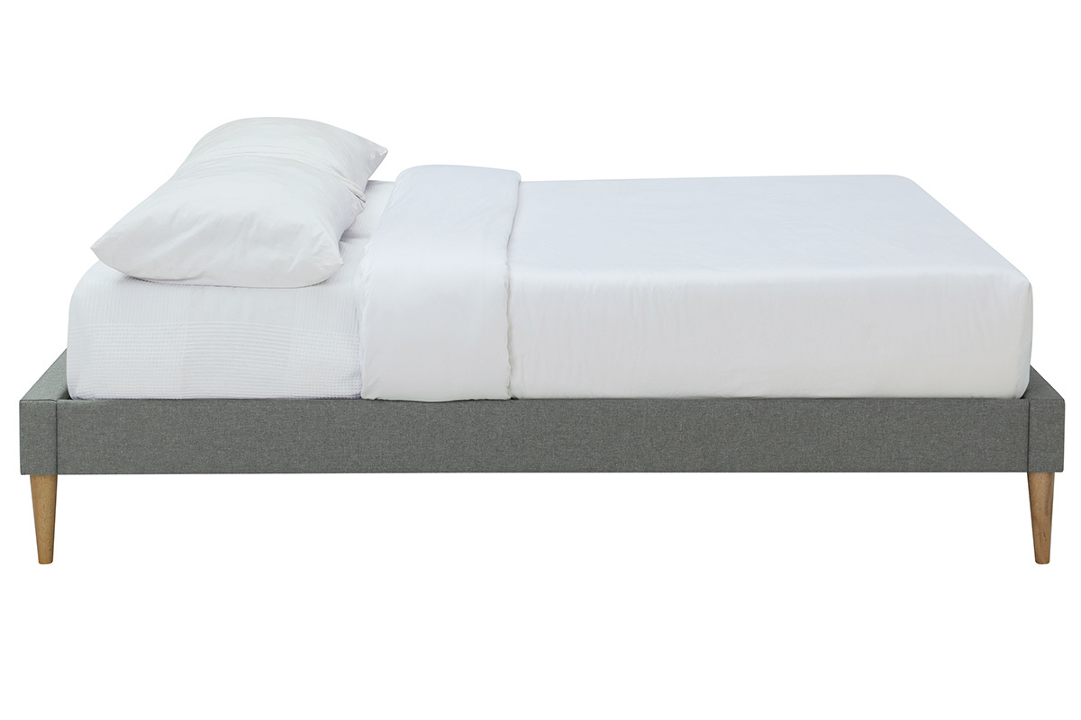 Letto adulto 160 x 200 cm con rete in tessuto grigio AYO