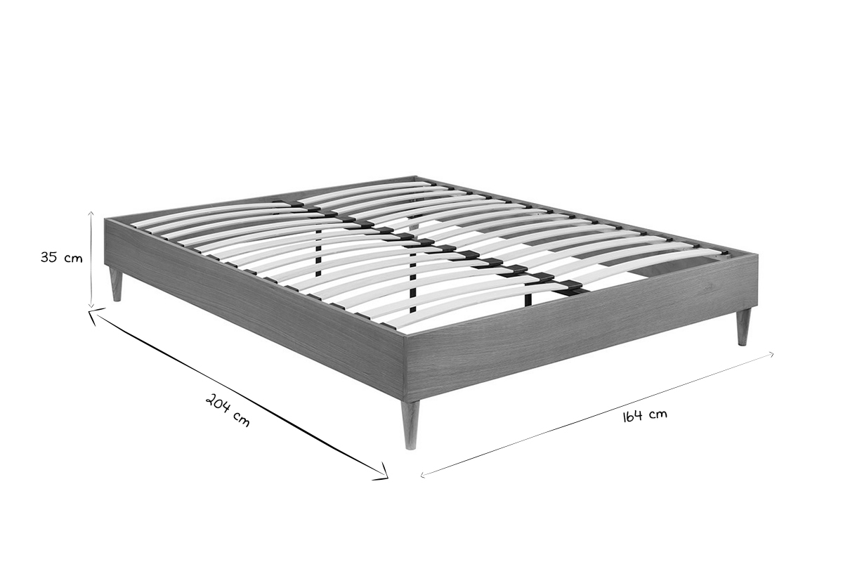 Letto adulto 160 x 200 cm con rete in tessuto grigio AYO