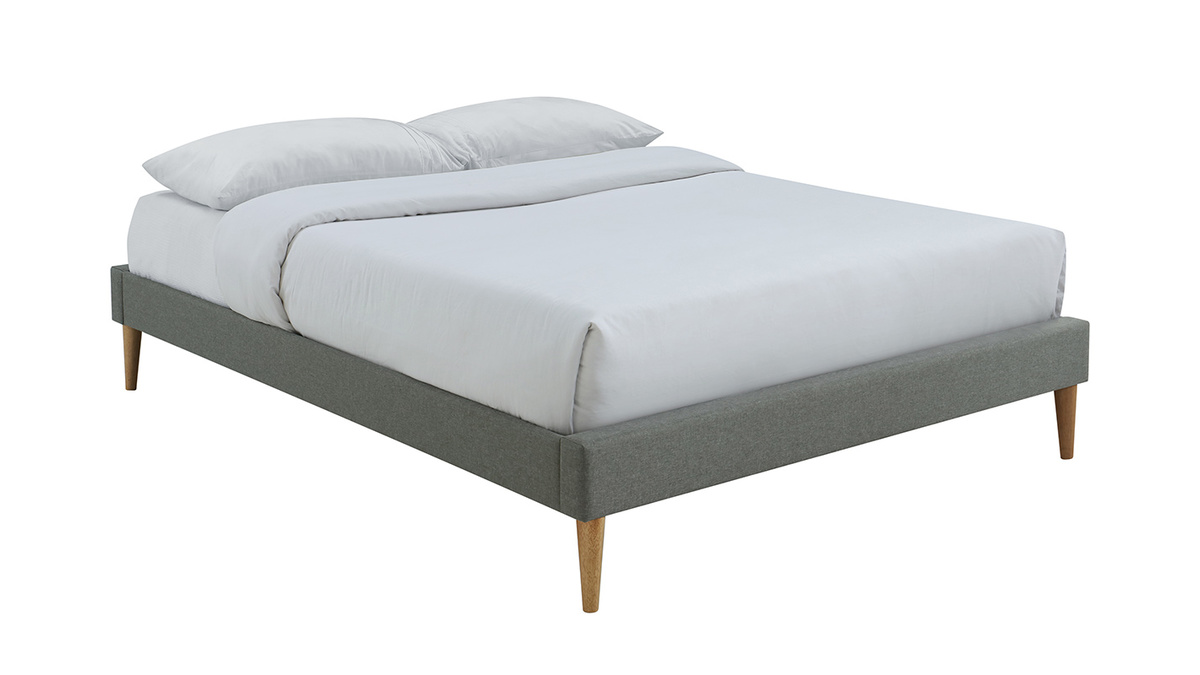 Letto adulto 160 x 200 cm con rete in tessuto grigio AYO