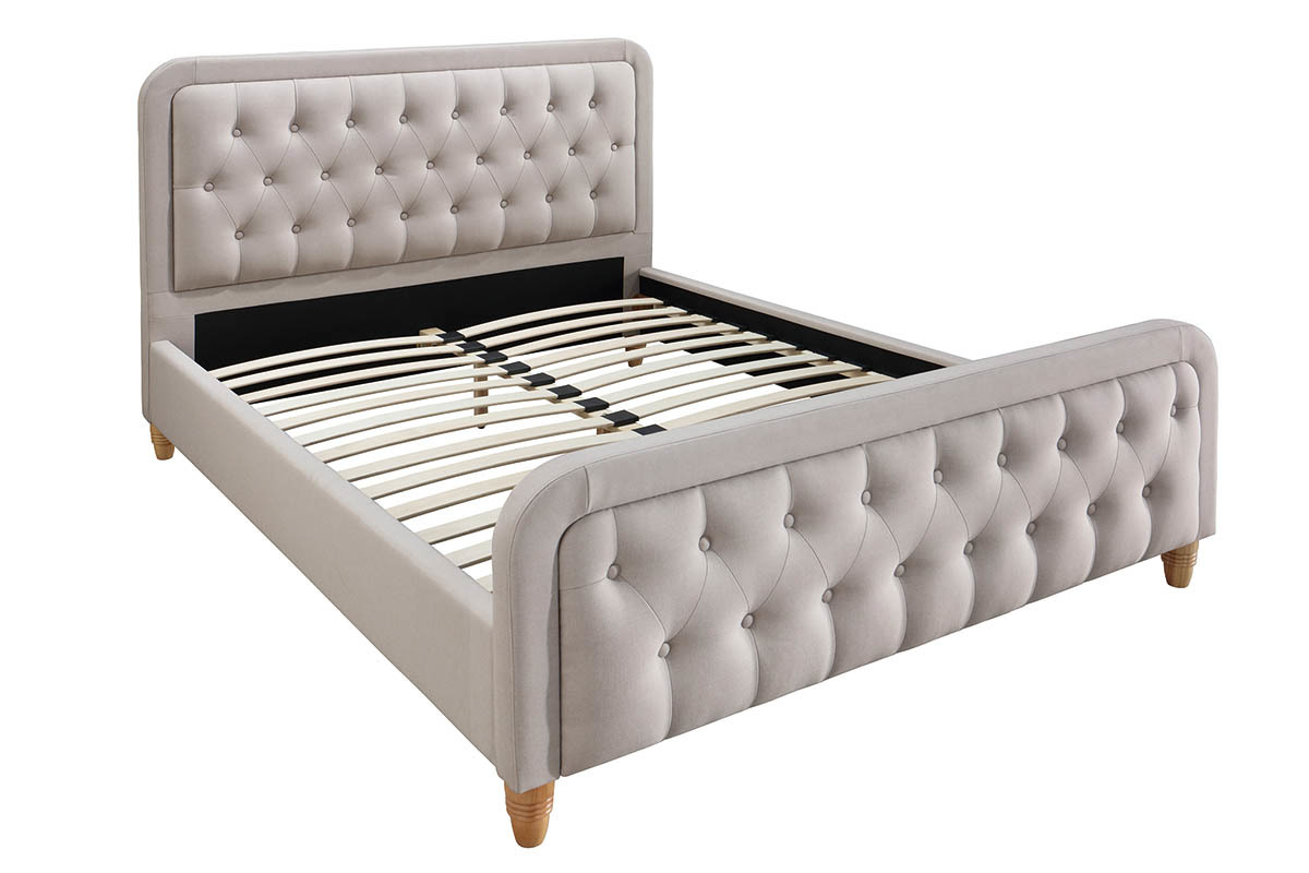 Letto capitonato tessuto beige 140 x 200cm KRISTEN