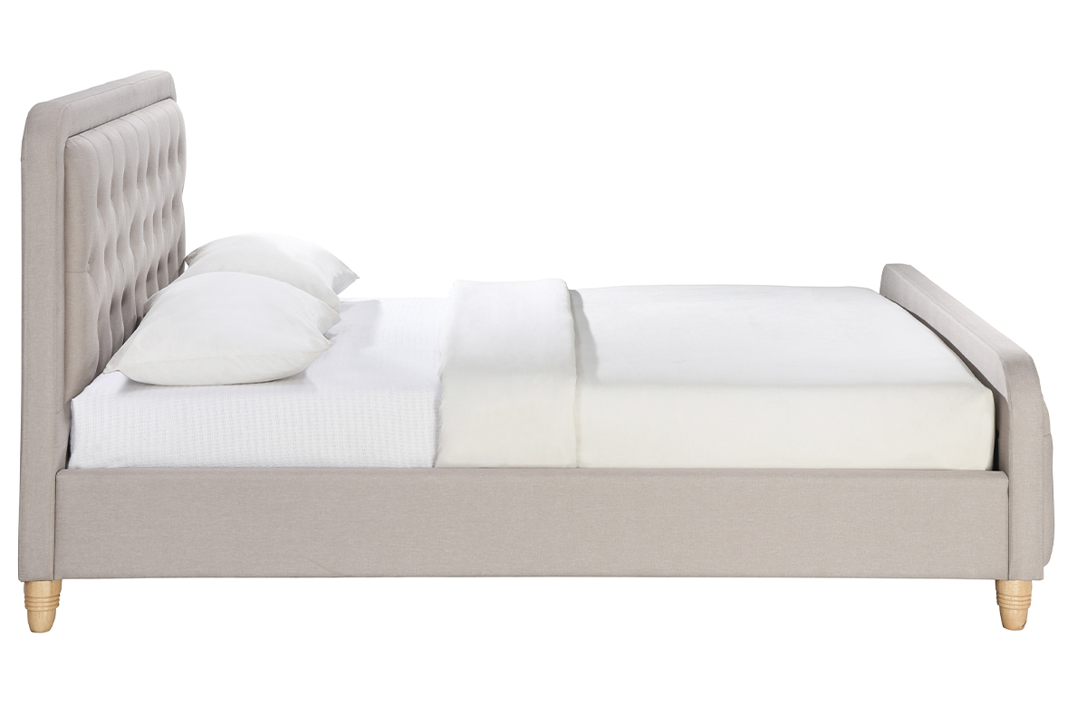 Letto capitonato tessuto beige 160 x 200cm KRISTEN