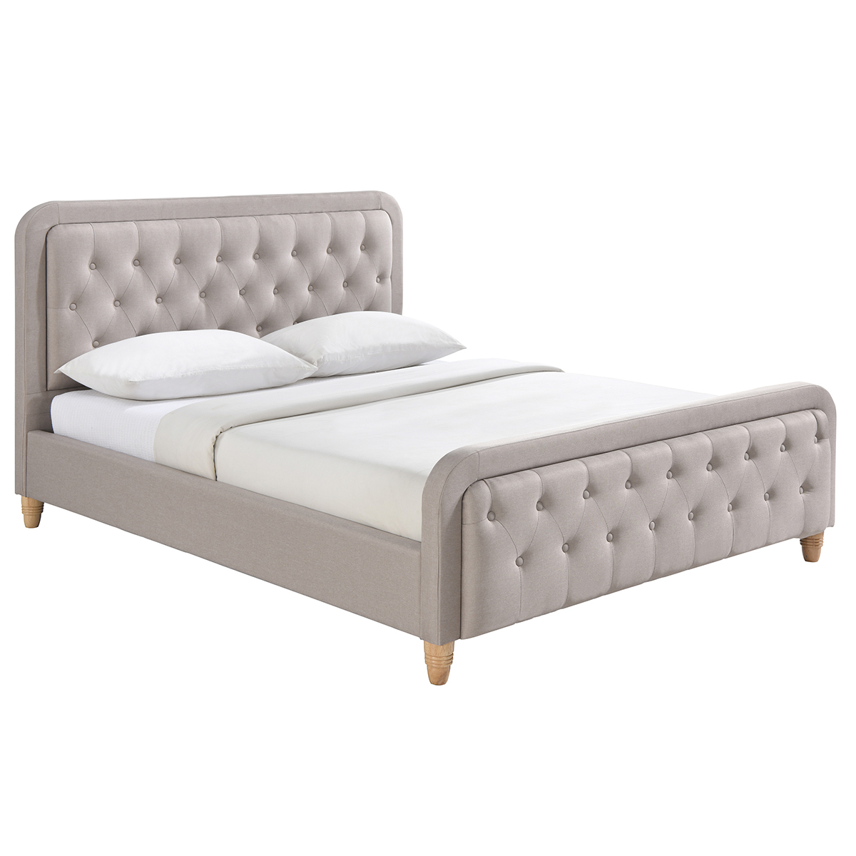 Letto capitonato tessuto beige 160 x 200cm KRISTEN