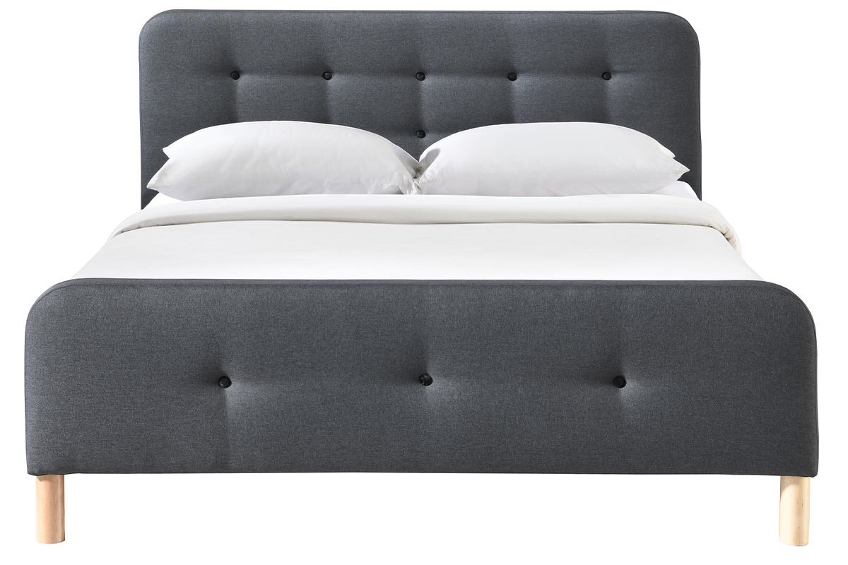 Letto capitonato tessuto grigio scuro 160 x 200cm HOLSEN