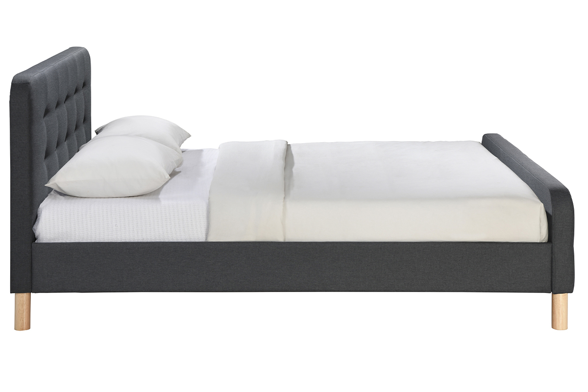 Letto capitonato tessuto grigio scuro 160 x 200cm HOLSEN